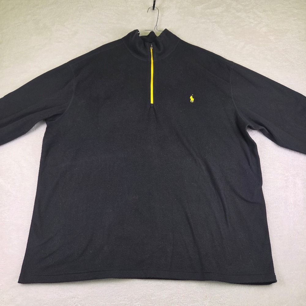 Polo Ralph Lauren Performance Mens 2XB Black Quarter Zip Fleece Pullover Yellow